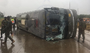 Bus transporting soldiers involved in accident on motorway
