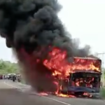 Over 20 passengers escape unhurt as bus catches fire near Tsito