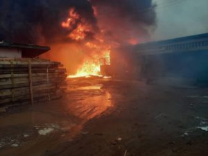 Fire guts timber market in Tema [Photos]