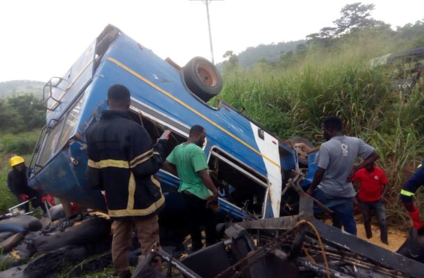 5 die after being buried by charcoal-loaded vehicle in a crash at Begoro