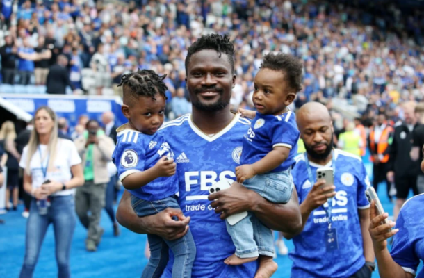 Daniel Amartey parades adorable kids at Leicester City's final game of the season