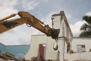 PHOTOS & VIDEO: Hearts pull down old secretariat for construction of new office complex