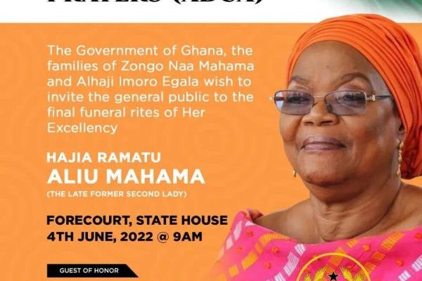 State funeral for late Second Lady Ramatu Aliu Mahama to be held on June 4