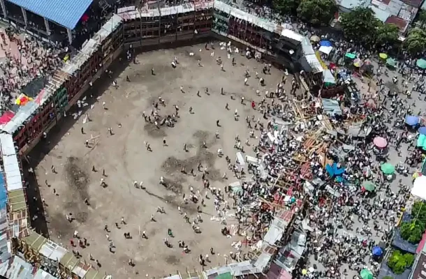 Several injured as Colombian bullfight stand collapses 