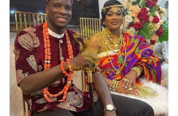 PHOTOS & VIDEOS: Nigerian striker Paul Onuachu marries Ghanaian girlfriend in plush ceremony