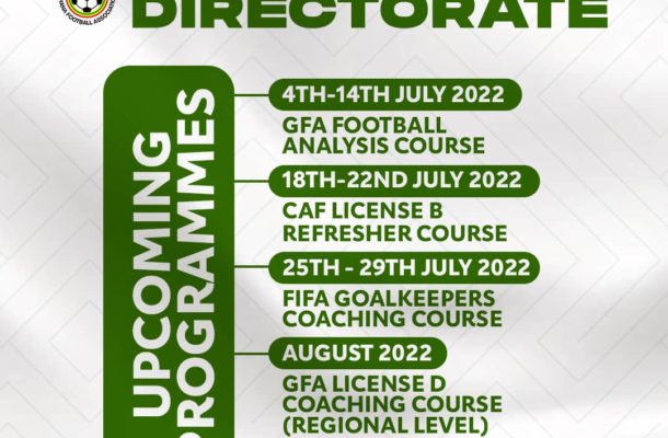 GFA Technical Directorate outlines upcoming coaching courses