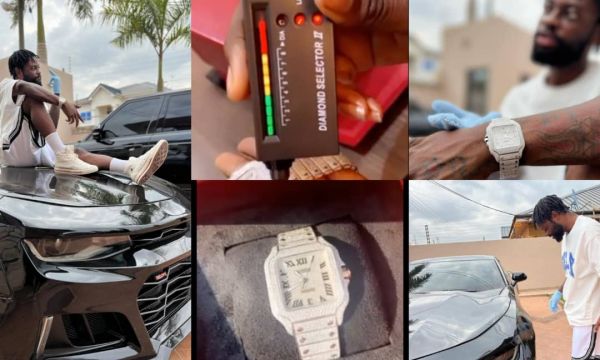 Medikal’s signed Artiste “Tom D’Frick” spends $58,000 on a Diamond Cartier Watch