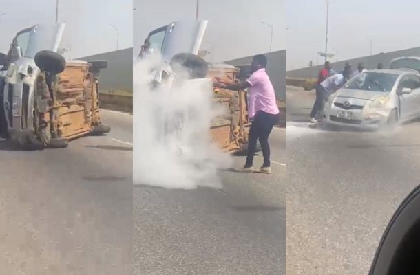 Passengers escape unhurt as Uber car somersaults on N1 highway