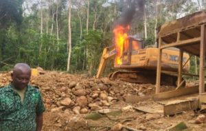 Forestry Commission burns excavator in the Atewa Forest Reserve [Photos]