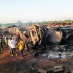 Gas Tanker catches fire as it crashes in Sokoban Ampayoo