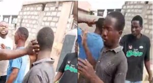 2 suspected thieves receive hefty slaps for stealing a bag of cement (Video)