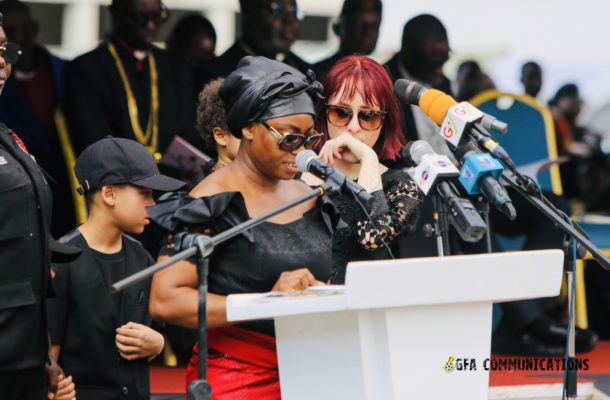 VIDEO: Christian Atsu's wife, Marie-Claire Rupio breaks down in tears reading his tribute
