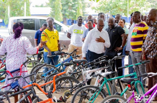 Micheal Baafi donates school uniforms, bicycles to students