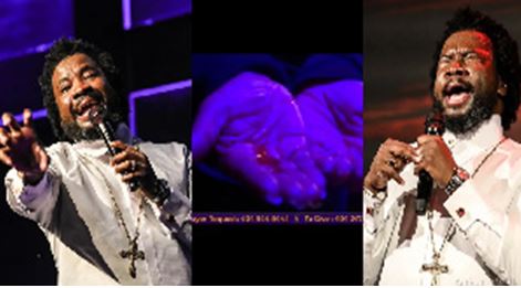 Shock as Sonnie Badu purportedly turns anointing oil into blood