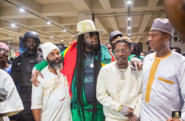 Shatta Wale receives Gramps Morgan at KIA ahead of video shoot