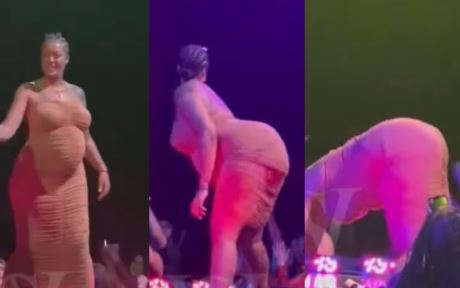 Heavily-pregnant woman twerks at event amidst a cheering crowd