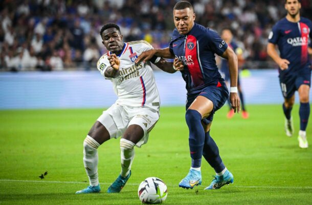 Ghanaian winger Ernest Nuamah makes debut for Lyon in PSG defeat