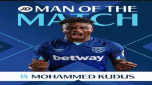 Kudus Mohammed named man of the match n West Ham Carabao Cup win