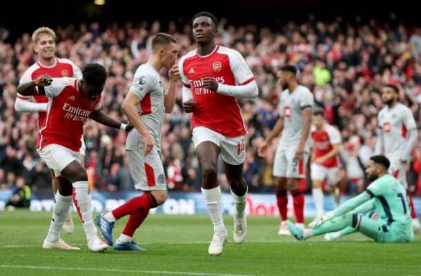 Arsenal's Eddie Nketiah nets his first Premier League hat-trick in against Sheffield