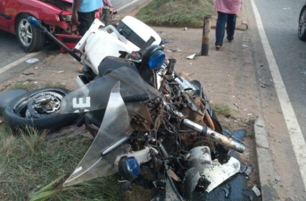 Police dispatch rider injured in head-on collision [Photos]