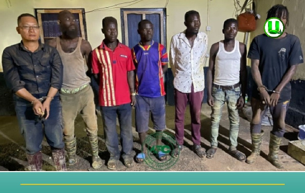3 Chinese, 7 Ghanaians arrested for galamsey at Oda River Forest Reserve