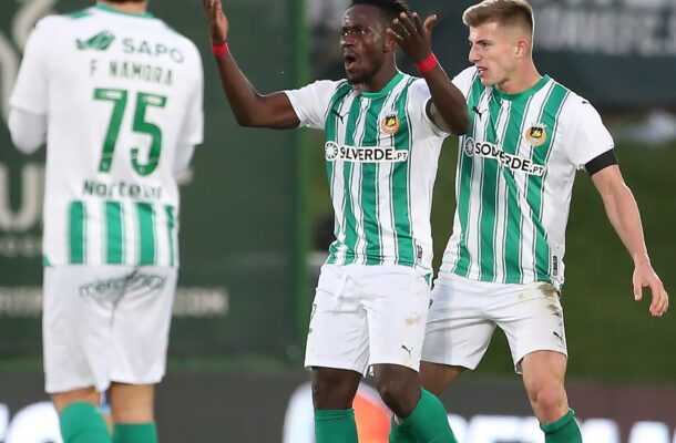Emmanuel Boateng reacts to crucial goal for Rio Ave