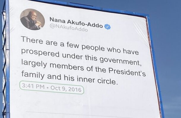 Giant billboard of 2016 Akufo-Addo tweet pops up