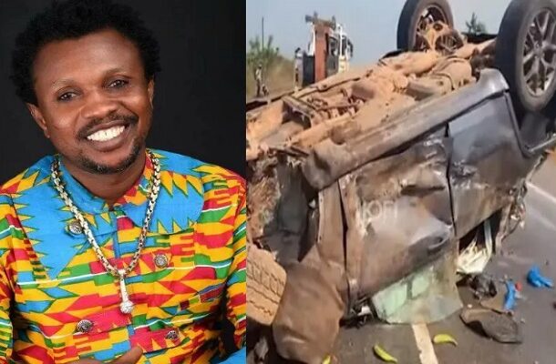 VIDEO: Kaakyire Kwame Appiah, three others escapes ghastly accident