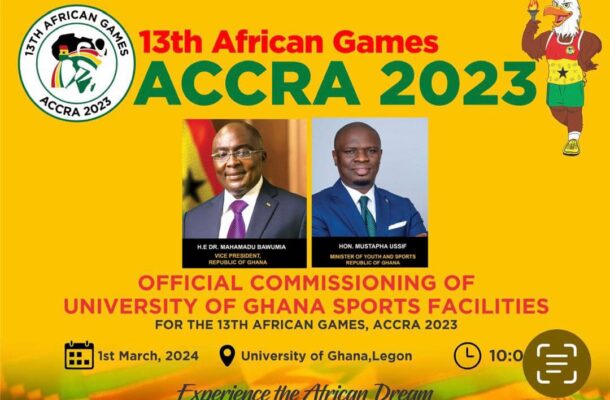 Vice President Dr. Mahamudu Bawumia to commission Legon Sports Stadium ahead of 13th African Games