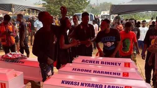 Tears flow at burial of Nkawkaw school bus accident victims [Watch]