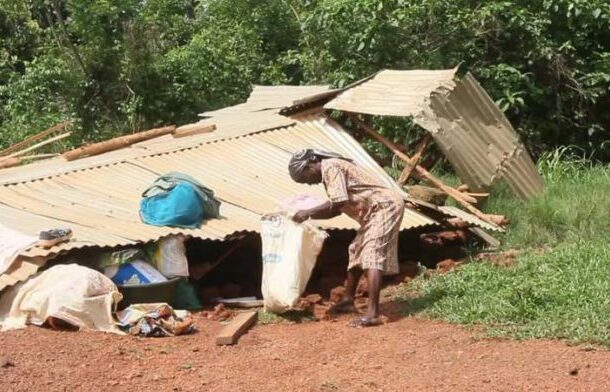 Ahafo Region: Mother of 9 left homeless as rainstorm destroys building [Photos]