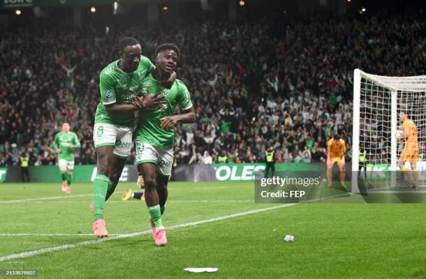 Dennis Appiah assists as Saint-Etienne secure promotion play-off spot with win over Rodez