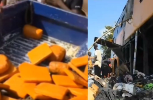 Metro Mass bus catches fire with parcels of suspected ‘marijuana’, acid on board [Video]