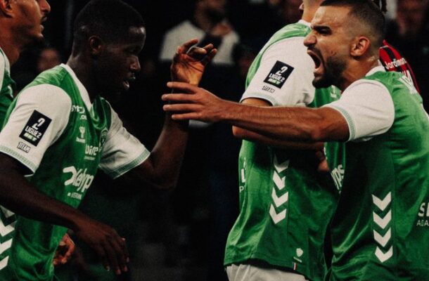 Augustine Boakye adds to goal tally as Saint Etienne fall short to Guingamp in French Ligue 2
