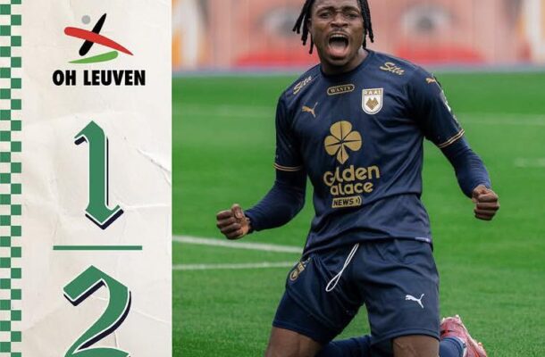 Jerry Afriyie's brace powers RAAL La Louvière to a vital win