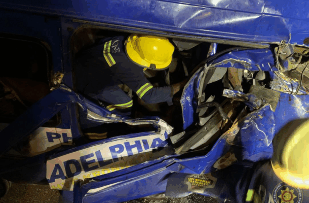 Firefighters rescue two trapped victims in Atwedie highway crash