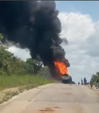 Fuel tanker catches fire near Sawla after tyre burst