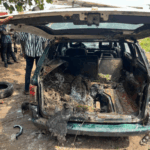 Quick-acting firefighters save fuel station as taxi bursts into flames at Anloga