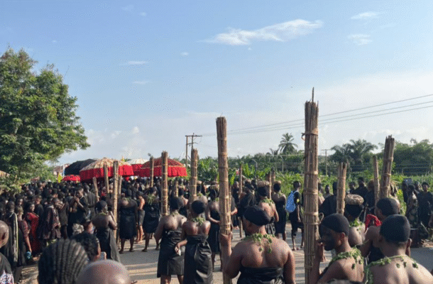 PHOTOS & VIDEOS: Asamankese turns black as Obour Dwan festival officially begins with retrieval of sacred stone