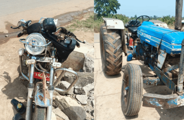Motorbike rider killed, teen passenger battles for life after tractor crash in Atwima Mponua