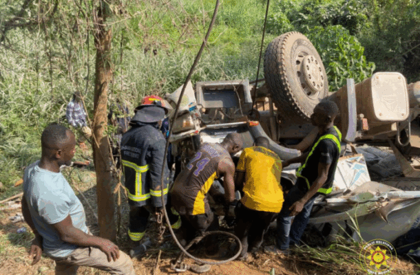 One killed, two rescued in cement truck crash at Breku forest on Accra–Kumasi highway