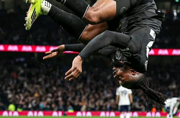 My Mum told me not to backflip again — Semenyo on his goal celebration against Spurs