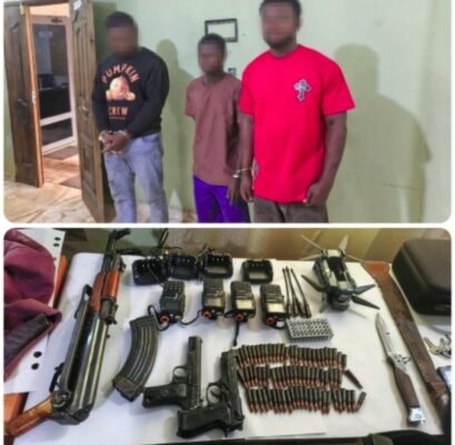 Police foil planned robbery in Ahafo; three arrested with AK-47, pistols and ammunition