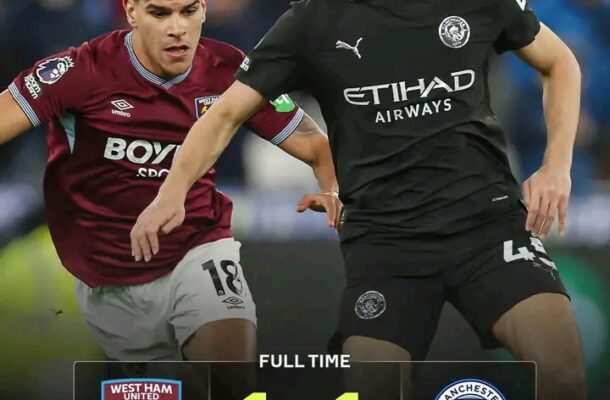 Man City held by West Ham to a draw in the Premier League title race  ‎