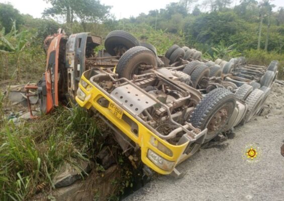 Three killed after truck overturns near Asenema waterfalls