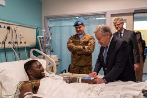 UN Secretary-General António Guterres visits Ghanaian peacekeeper injured in Lebanon