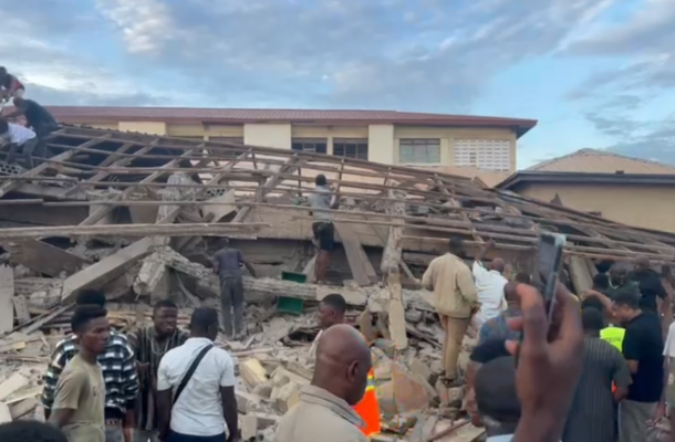 PHOTOS: Four-storey building collapses at Accra New Town, rescue efforts underway