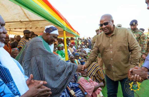 Mahama cuts sod for construction of 24-hour economy market at Kukuo in Tamale