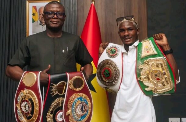 Sports Minister Kofi Adams praises rising boxing star Theo Allotey